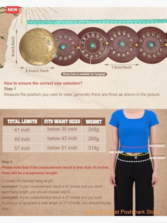 Wide Western PU Leather Waist Belt with Concho Buckle for Women main image 4